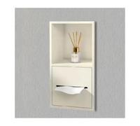 YDHFCD Nicchia a Muro Inox con Porta Rotolo Integrato | Cestino Estraibile, Risparmio Spazio, Antiruggine, Senza Piastrelle(Beige,40x20x12.5cm)
