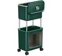 YDHFCD Pattumiera da Cucina con Ruote e Coperchio Scorrevole | Design salva-spazio a due livelli, ruote a 360 gradi, separazione rifiuti(Green)