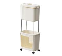 YDHFCD Pattumiera da Cucina con Ruote e Coperchio Scorrevole | Design salva-spazio a due livelli, ruote a 360 gradi, separazione rifiuti(White)