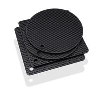 YDHfdc 4 Pezzi Sottopentola Silicone Resistenti Al Calore Asciugatura Antiscivolo Multifunzionali Lavabili in Lavastoviglie per Cucina e Tavola - Nero