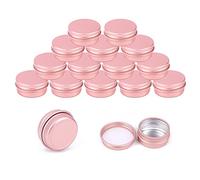 YDHfdc Barattolini in Alluminio 15 Pezzi 10ml Alluminio a Vite Vasetti Rotondo con Coperchio a Vite Alluminio Rotondi da Viaggio per Crema, Campioni, Polvere, Candele (Oro Rosa)