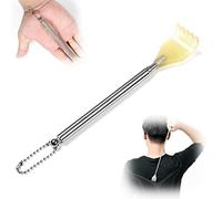 Ydhoud 1 Pcs Grattaschiena Telescopico, Mano Grattaschiena, Back Scratcher, Raschietto Portatile per la Schiena per Massaggi Alla Testa, Argento, 16.7 x 3.3 cm
