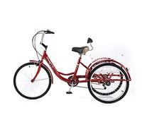 YDHSIKK Bicicletta a Tre Ruote Triciclo for Adulti a 7 velocità, Ruote da 24 Pollici con Cestino, Telaio Stabile