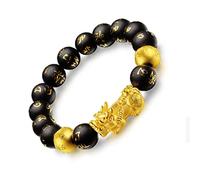 YDHSIKK Bracciali Amuleto Fortunato Ricchezza Allontana gli Spiriti Maligni Bracciale Talismano for Prosperità Denaro Buona Fortuna(Gold-12mm)