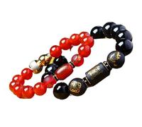 YDHSIKK Bracciali Braccialetto con 12 animali dello zodiaco, amuleto Reiki, braccialetto anti-male fortunato(Rat-Black 14mm)