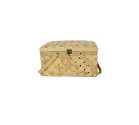 YDHSIKK Cestini da Picnic con Doppio Manico e Coperchio, Cestino da Picnic Cestino Portatile for pasti in trucioli di Legno(Wood Color,26 * 18 * 16cm)