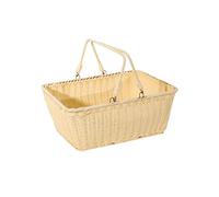 YDHSIKK Cestini da Picnic con Doppio Manico e Coperchio, Cesto da Picnic Rettangolare in Vimini Intrecciato Cesti Regalo in Vimini(Primary Color,40X30X18CM)