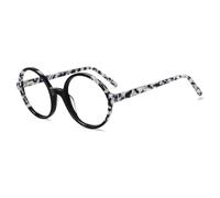 YDHSIKK Cornice di occhiali da lettura di blocco, Montature for occhiali in acetato rotonde unisex multicolore 139x135mm(Black and White)