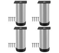 YDHSIKK gambe mobili 4 confezioni di gambe in metallo for mobili, piedini rotondi for scrivania regolabili in altezza 0-30 mm, con viti di montaggio(40cm/15.75in)