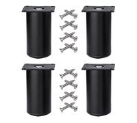 YDHSIKK gambe mobili Confezione da 4 gambe for mobili, gambe regolabili for armadietti, piedini in metallo rotondi in acciaio inossidabile, altezza regolabile da 0 a 10 mm(Matte Black,15cm/5.91in)