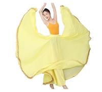 YDHSIKK Gonna da Danza del Ventre, Gonna Lunga a Pendolo da 720 Gradi, 13 Colori, Gonna Lunga da zingara, for la Pratica delle Ballerine(Yellow,XL Length100CM)