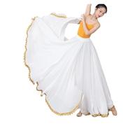 YDHSIKK Gonna da Danza del Ventre, Gonna Lunga a Pendolo da 720 Gradi, 13 Colori, Gonna Lunga da zingara, for la Pratica delle Ballerine(White,M Length 90CM)