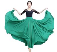 YDHSIKK Gonna da Danza del Ventre, Gonna Lunga in Chiffon a Doppio Strato in Chiffon, gonne estive da Spiaggia, Viola, Verde, Bianco(Grass Green,XL)