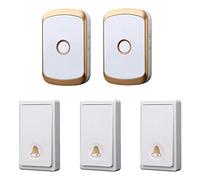 YDHSIKK Kit campana porta Campanello senza fili autogenerante, confezione da 2 trasmettitori, impermeabile 200 m, 36 toni, 4 livelli di volume, luce lampeggiante, oro e argento(Gold)