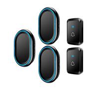 YDHSIKK Kit campana porta Campanello senza fili, portata 1000 piedi, 58 melodie, volume a 4 livelli, luce blu, confezione da 2 trasmettitori e 3 ricevitori, nero e bianco.(Black)