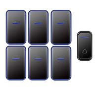 YDHSIKK Kit campana porta Campanello wireless 1T6R AC impermeabile 300M 38 suonerie LED blu flash multicolore(Black)