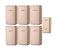 YDHSIKK Kit campana porta Campanello wireless autogenerante a 6 ricevitori impermeabile 200M 48 toni LED multicolore(Gold)