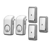 YDHSIKK Kit campana porta Campanello wireless impermeabile IP44, portata 350 m, confezione da 3 pulsanti, 2 ricevitori, 48 suonerie, 6 livelli di volume, indicatore LED