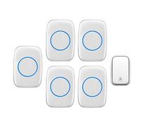 YDHSIKK Kit campana porta Kit campanello senza fili 5 ricevitori 1 pulsante 60 suonerie impermeabile 150 m LED 2 colori(White)