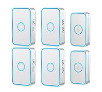 YDHSIKK Kit campana porta Kit campanello wireless, confezione da 6, con portata di 1000 piedi, 60 melodie, 5 livelli di volume, multicolore(White)