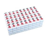 YDHSIKK Mah Jong Con 144 tessere incise, gioco da viaggio for la casa, gioco da tavolo Mahjong cinese(Blue,40mm)