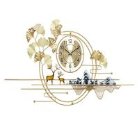 YDHSIKK Orologio da parete con numeri rotondi, Decorativi, orologi silenziosi, design 3D con foglie di ginkgo, for la parete HomeCafé(110 * 53cm)