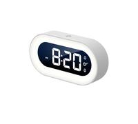 YDHSIKK Orologio da Parete Sveglia Digitale con Ricarica USB, Musica, Doppio Allarme, Luce Notturna, Orologio da Tavolo con Regolazione Continua, 15,2x7,7x3,8 cm, Multicolore(White)