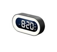 YDHSIKK Orologio da Parete Sveglia Digitale con Ricarica USB, Musica, Doppio Allarme, Luce Notturna, Orologio da Tavolo con Regolazione Continua, 15,2x7,7x3,8 cm, Multicolore(Black)