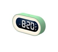 YDHSIKK Orologio da Parete Sveglia Digitale con Ricarica USB, Musica, Doppio Allarme, Luce Notturna, Orologio da Tavolo con Regolazione Continua, 15,2x7,7x3,8 cm, Multicolore(Green)