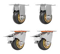 YDHSIKK Ruota Girevole Pesante, Ruote girevoli for impieghi gravosi, Ruote girevoli antirumore, Set da 4, con Freno di bloccaggio, for carrelli, mobili, Attrezzature, carrelli(Withbrake,4in)
