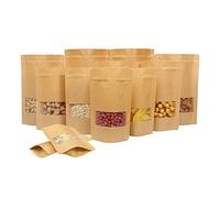 YDHSIKK Sacchetti per la conservazione degli alimenti, 100 sacchetti in carta kraft con chiusura a zip e finestra, termosaldabili, for la conservazione degli alimenti, diverse misure(20x30cm)