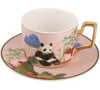 YDHSIKK Set di tazze e piatti Tazza da caffè e piattino in ceramica, set da tè for adulti e donne(Roze)