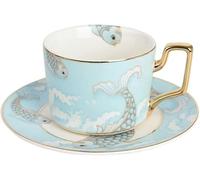 YDHSIKK Set di tazze e piatti Tazza da tè in porcellana con elegante stampa Koi, tazza da caffè in ceramica e piattino(Roze)