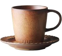 YDHSIKK Set di tazze e piatti Tazza da tè in porcellana fatta a mano da 7,78 once con manico, for compleanni, matrimoni, feste, marrone