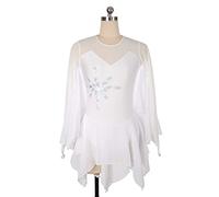 YDHTIZ Vestito da pattinaggio artistico per bambini e bambine, in spandex, per competizione, a maniche lunghe, con strass, per ginnastica, da donna, per pattinaggio, da danza (S, bianco)