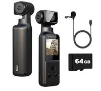 ydi Telecamera da Corpo 4K con Microfono Esterno, Video & Audio Mini Vlog Videocamera Tascabile Rotazione 270° Telecamera per Sport, Bici, Viaggi, Strumento di Polizia, 64 GB Inclusi