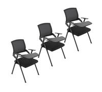 YDkjwjw 3 PCS Sillas de Conferencia Apilables, Silla de Oficina Plegable con Brazo abatible para Tablet Sillas de Oficina Apilables con Asiento Respaldo Ergonómico para Sala de Formación