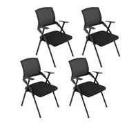 YDkjwjw 4Pcs Apilable Plegable Silla De Oficina Plegable Silla De Escritorio Con Respaldo De Malla Transpirable, Grueso Cojín Del Asiento Silla De La Sala De Conferencias