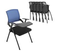 YDkjwjw 5Pcs Apilable Plegable Silla de Oficina Plegable Silla de Escritorio con Flip-Up Tablet Brazo, Respaldo de Malla Transpirable, Cojín de Asiento Grueso Sala de Conferencias Silla