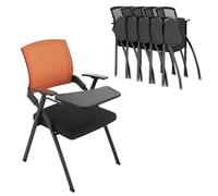 YDkjwjw 5Pcs Apilable Plegable Silla de Oficina Plegable Silla de Escritorio con Flip-Up Tablet Brazo, Respaldo de Malla Transpirable, Cojín de Asiento Grueso Sala de Conferencias Silla