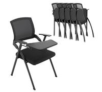 YDkjwjw 5Pcs Apilable Plegable Silla de Oficina Plegable Silla de Escritorio con Flip-Up Tablet Brazo, Respaldo de Malla Transpirable, Cojín de Asiento Grueso Sala de Conferencias Silla