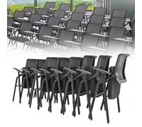YDkjwjw 8 Pcs Mesh Sillas Plegables con Tablet Brazo,Asiento Acolchado Silla Plegable Silla de Estudiante con Escritorio Adjunto,Respaldo de Malla Silla Nido para Casa Oficina