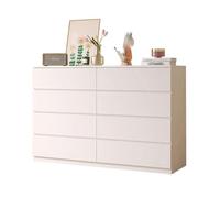 YDkjwjw Cassettiera In Legno Con 8 Cassetti, Mobiletto Portaoggetti In Legno, Cassettiera Moderna, Organizer For Corridoio, Camera Da Letto(Cream white,120 * 40 * 98cm)