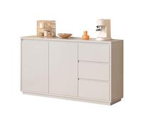 YDkjwjw Cassettiera Moderna Con 3 Cassetti E 2 Ante, Credenza In Legno, Mobiletto Portaoggetti For Camera Da Letto, Soggiorno, Ingresso(Light Gray,140x40x80cm)