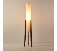 YDkjwjw Lampada da Terra Rustica Lampada da Terra con Treppiede in Legno con Paralume in Lino Naturale, 3 Temperature di Colore, Interruttore a Pedale, Lampada Alta di metà Secolo Lampada da Terra