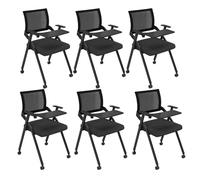 YDkjwjw Pack De 6 Sillas Apilables Para Salas De Conferencias Con Ruedas, Silla De Oficina Plegable Con Brazo Abatible Para Tableta, Respaldo Abatible, Asiento Acolchado Para Sala De Formación