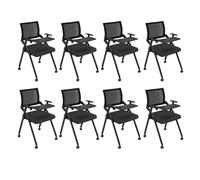 YDkjwjw Pack de 8 Sillas de Oficina Plegables con Ruedas, Respaldo de Malla, Brazo Abatible para Tablet Sillas de Oficina Plegables Portátiles para Sala de Conferencias Silla de Oficina