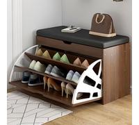 YDkjwjw Panca Portascarpe Da Ingresso Con Seduta Imbottita, Mobiletto Portaoggetti Con Coperchio Ribaltabile For Un Facile Accesso, Design Elegante Che Si Adatta(Natural Oak)