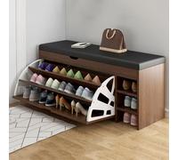 YDkjwjw Panca Portascarpe Da Ingresso Con Seduta Imbottita, Mobiletto Portaoggetti Con Coperchio Ribaltabile For Un Facile Accesso, Design Elegante Che Si Adatta(Natural Oak)