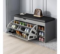YDkjwjw Panca Portascarpe Da Ingresso Con Seduta Imbottita, Mobiletto Portaoggetti Con Coperchio Ribaltabile For Un Facile Accesso, Design Elegante Che Si Adatta(Light Grey)